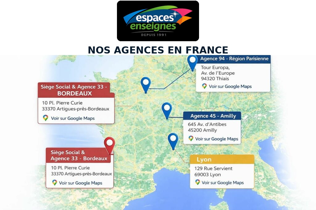 Carte des agences Espaces Enseignes en France